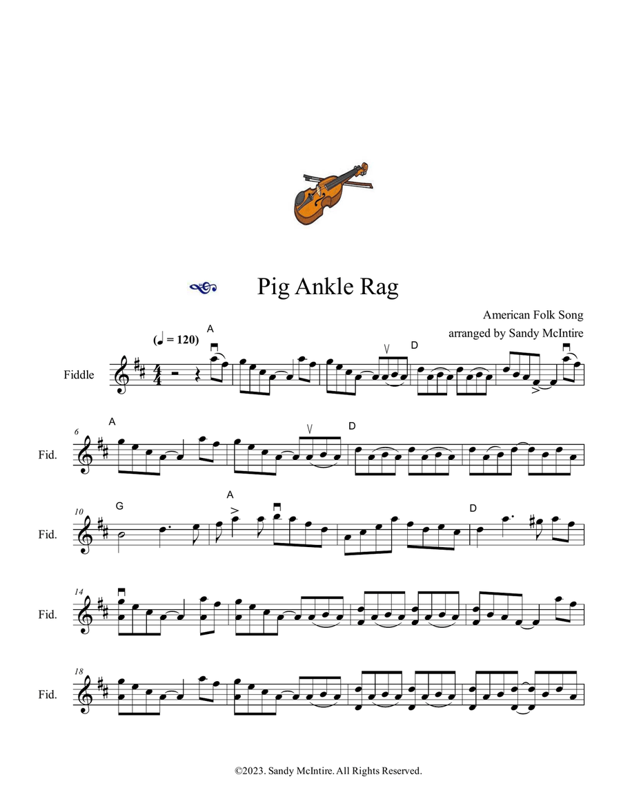 Pig Ankle Rag Violin Solo scores gallery preview page 1