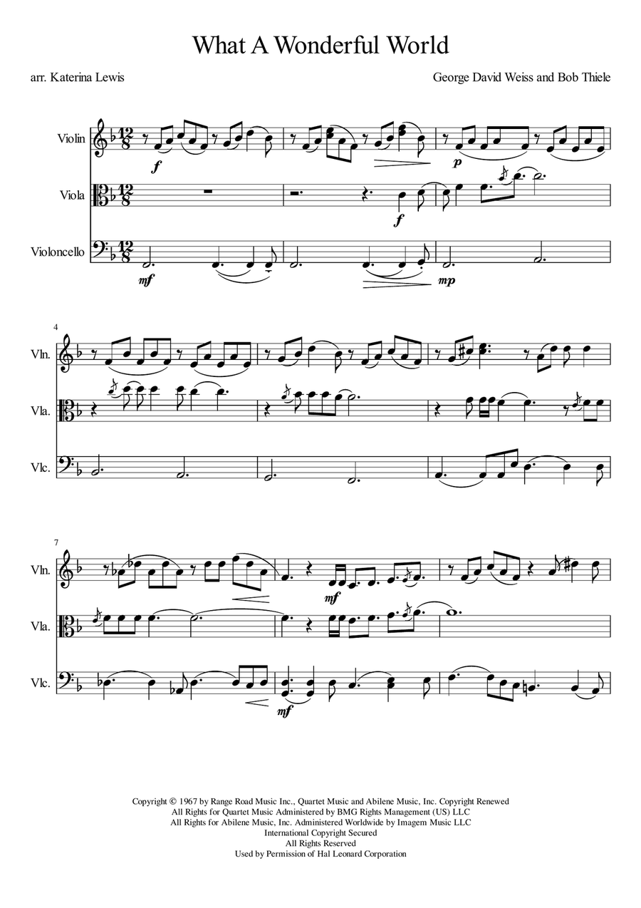 What A Wonderful World String Trio scores gallery preview page 1