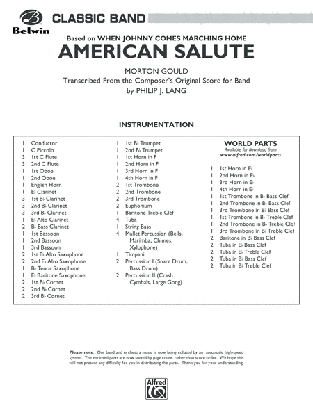 American Salute (based on When Johnny Comes Marching Home): Score