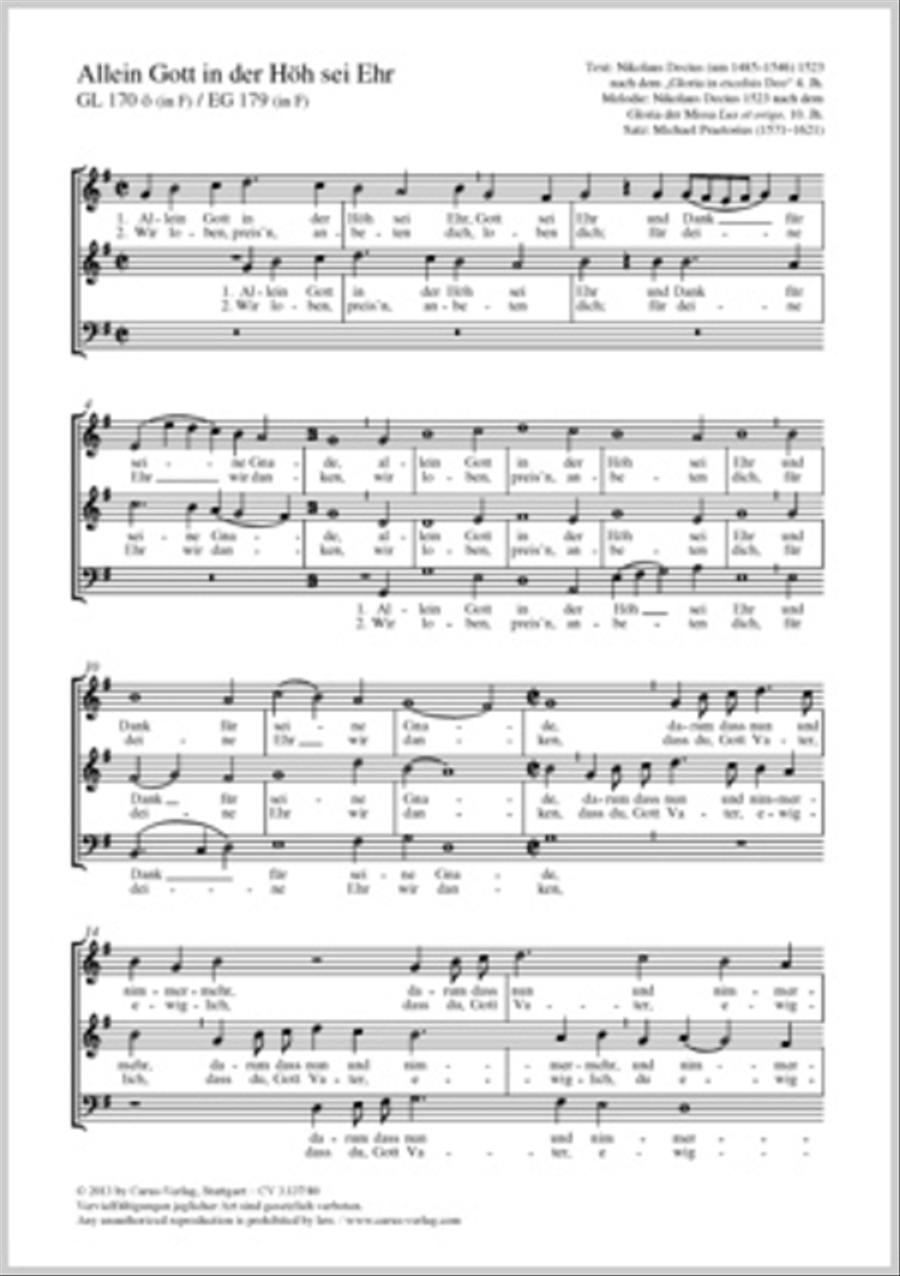 To God on high alone be praised (Allein Gott in der Hoh sei Ehr) 3-Part scores gallery preview page 1