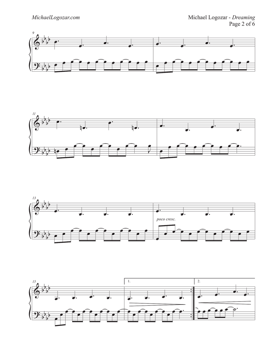 Dreaming (Sunrise Album Version) Piano Solo scores gallery preview page 2