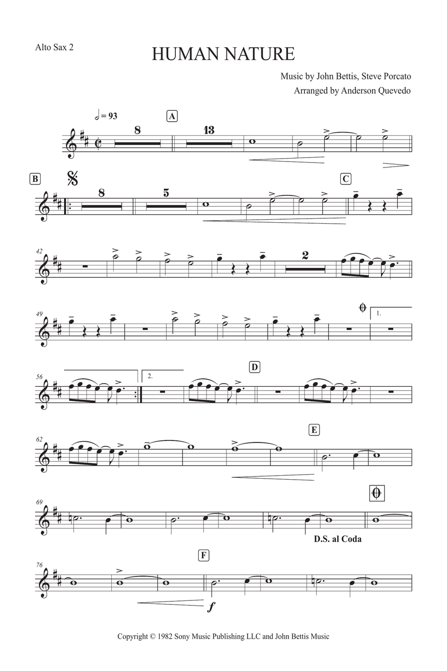 Human Nature Human Nature Alto Saxophone scores gallery preview page 1