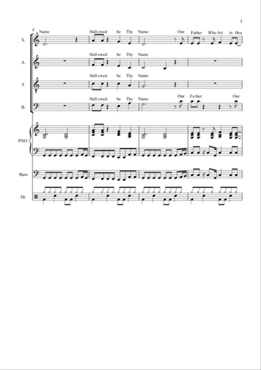 The Lord's Prayer (Gospel Style) for Choir And Piano Choir scores gallery preview page 3