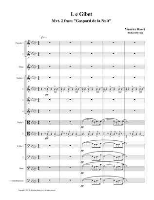 Le Gibet (Gaspard de la Nuit) for String Nonet + Flute, 2 Piccolos, Contrabassoon