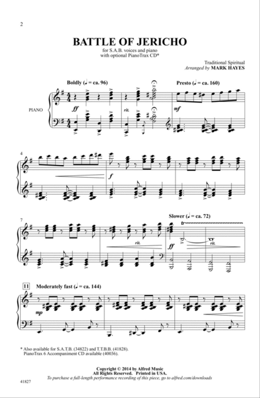 Battle of Jericho Choir scores gallery preview page 1