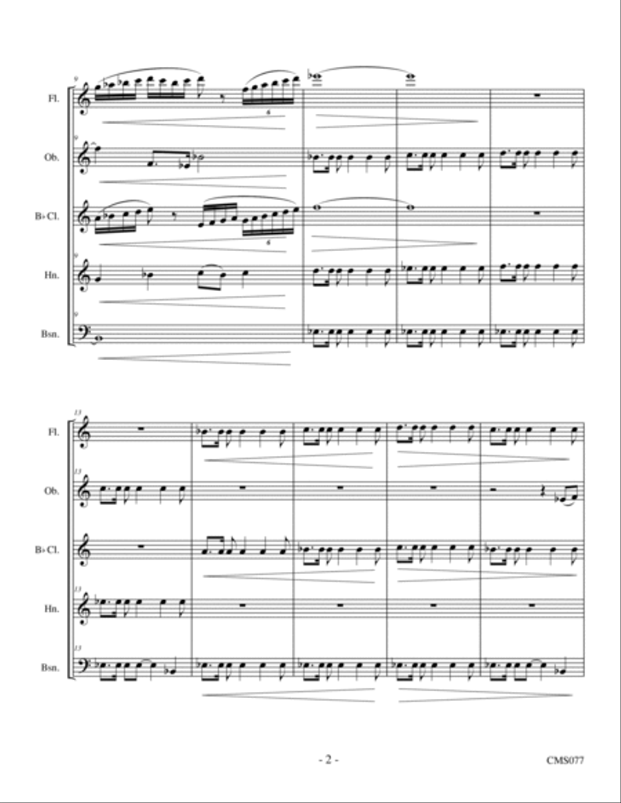 Las Nubes (The Clouds) Woodwind Quintet scores gallery preview page 3