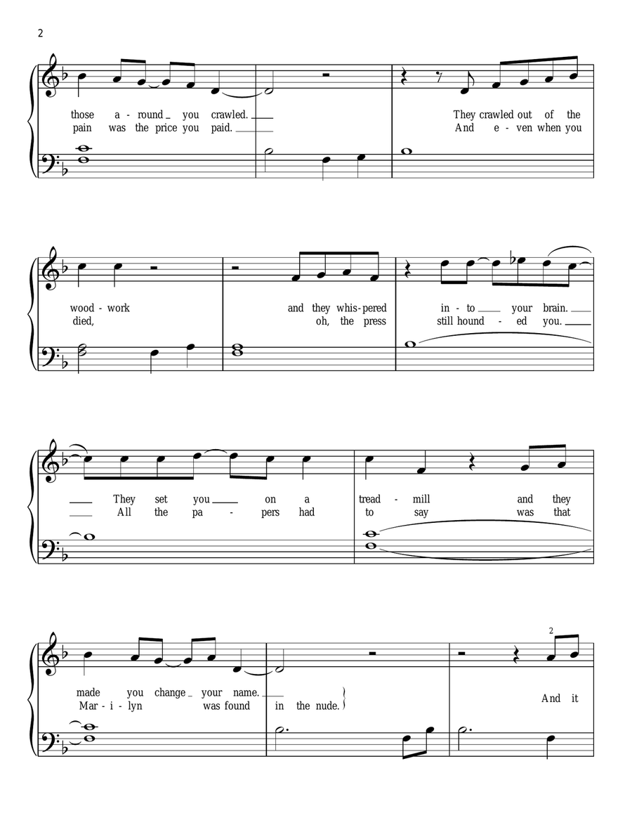 Candle In The Wind Candle In The Wind Easy Piano scores gallery preview page 2