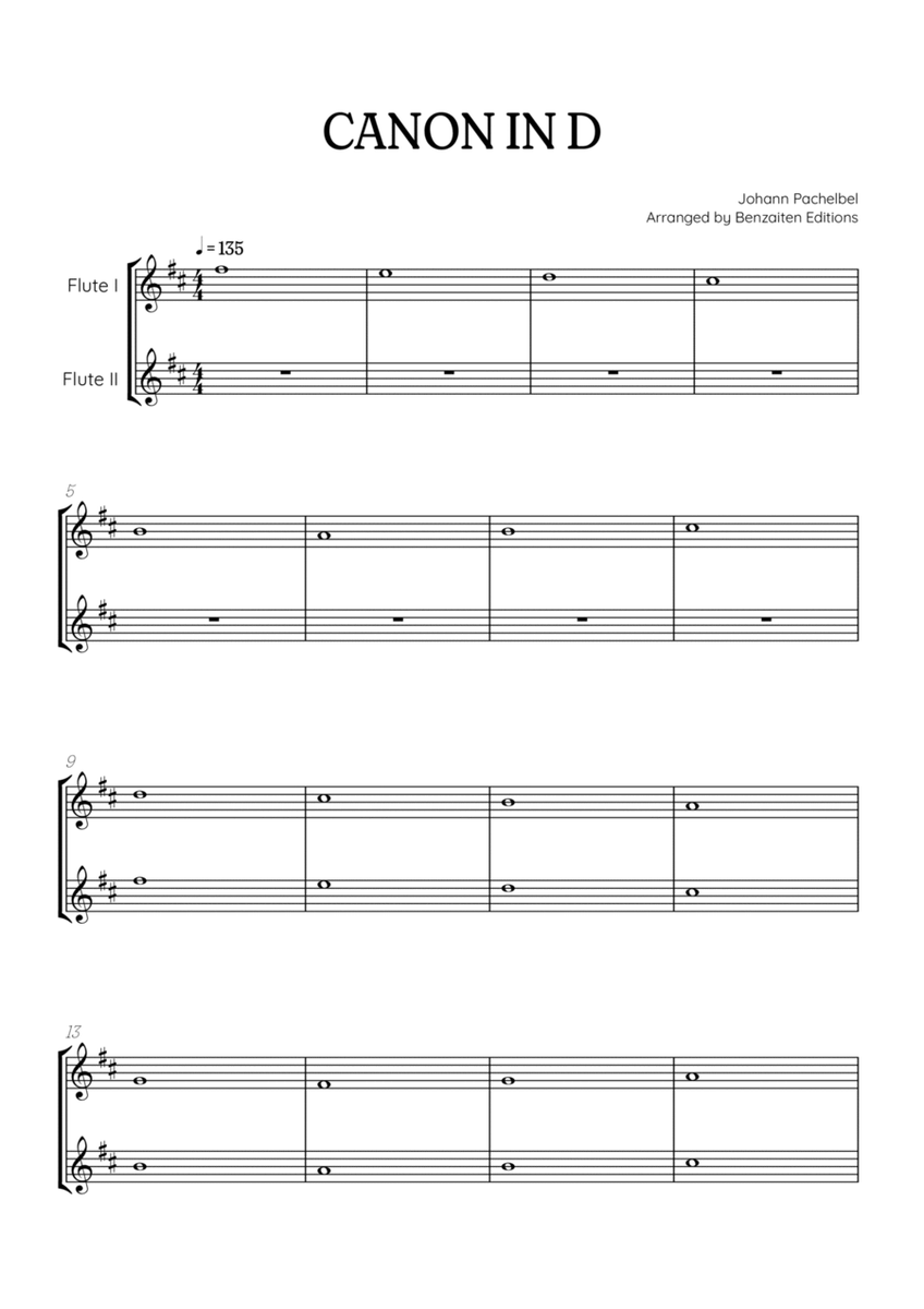 Pachelbel Canon in D • flute duet sheet music image number null