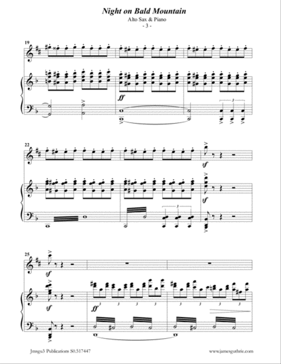 Mussorgsky: Night on Bald Mountain for Alto Sax & Piano Alto Saxophone scores gallery preview page 3