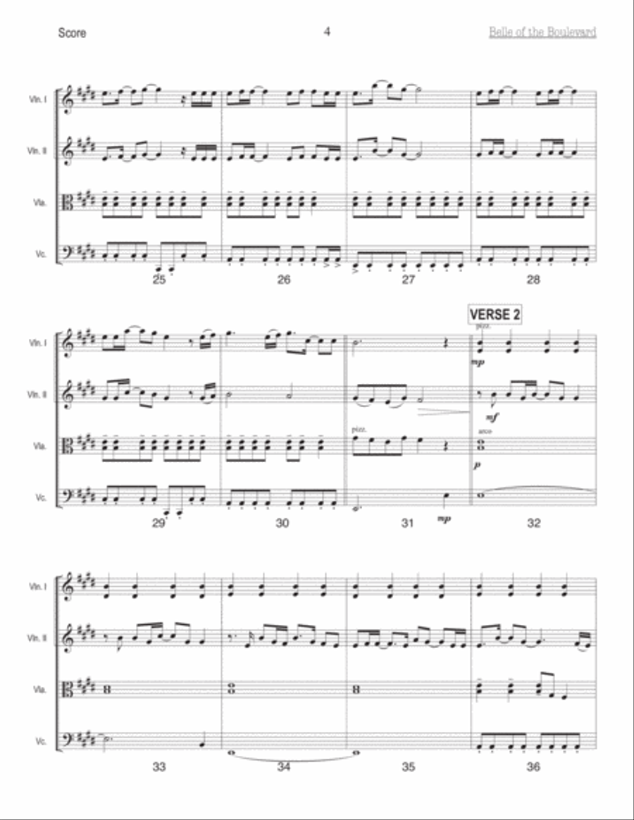 Belle Of The Boulevard String Quartet scores gallery preview page 4