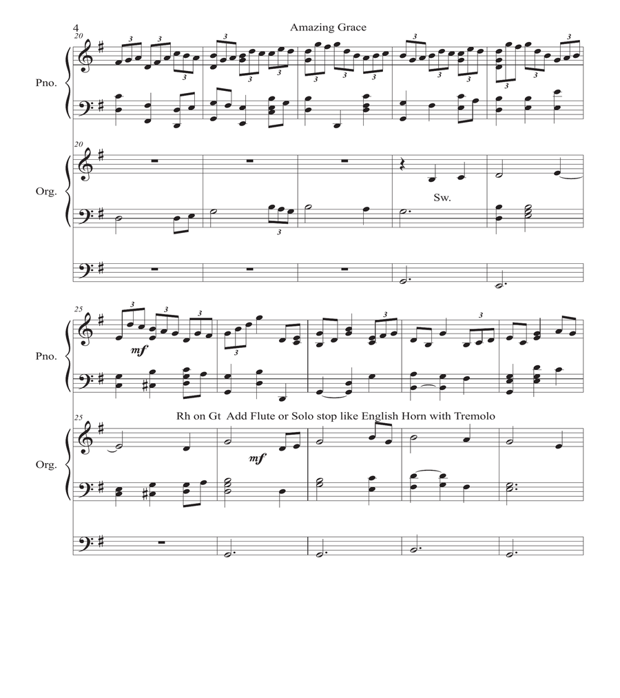 Amazing Grace Piano Organ Duet with Jesu Joy