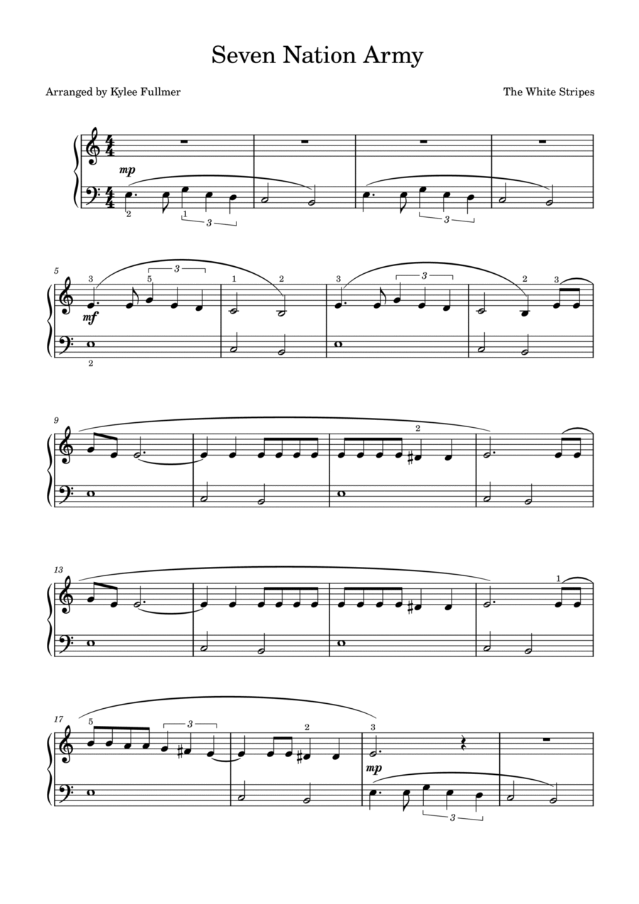 Seven Nation Army Easy Piano scores gallery preview page 1