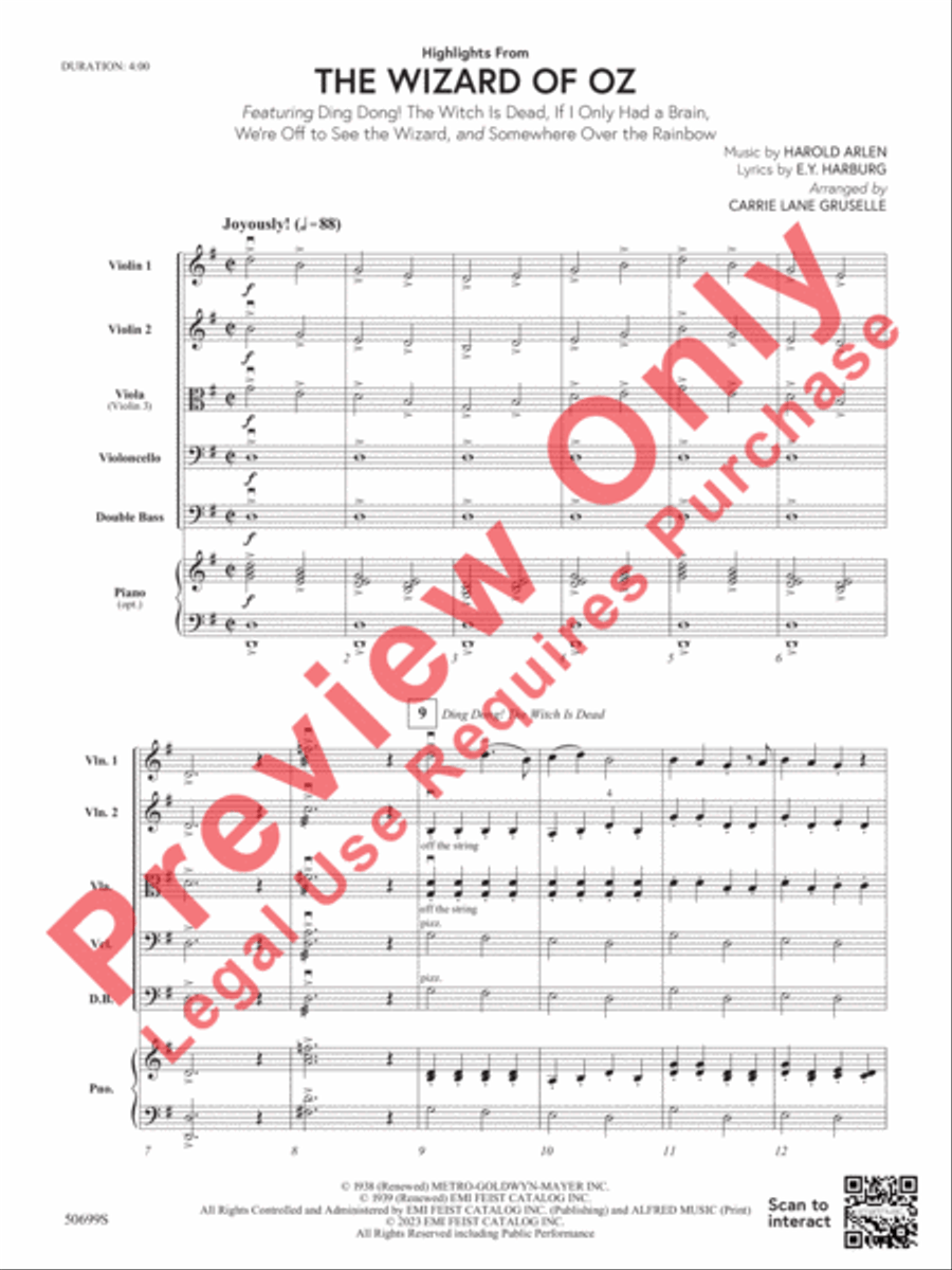 Highlights from The Wizard of Oz String Orchestra scores gallery preview page 4