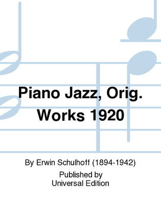 Book cover for Piano Jazz, Orig. Works 1920