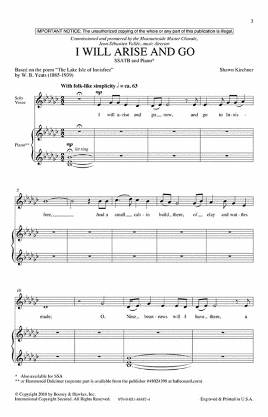 I Will Arise and Go I Will Arise and Go 4-Part scores gallery preview page 2