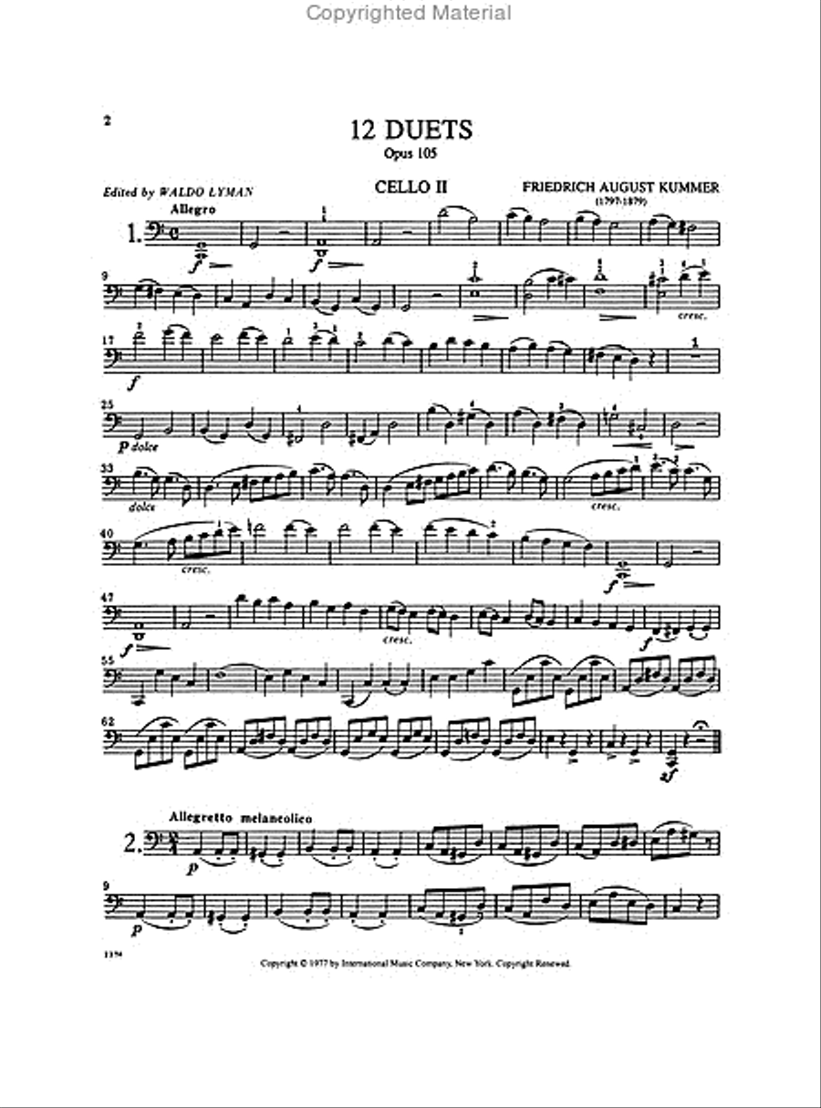Twelve Duets, Opus 105 Twelve Duets, Opus 105 Cello scores gallery preview page 4