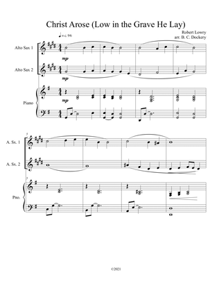 Christ Arose (Low in the Grave He Lay) for alto sax duet with optional piano