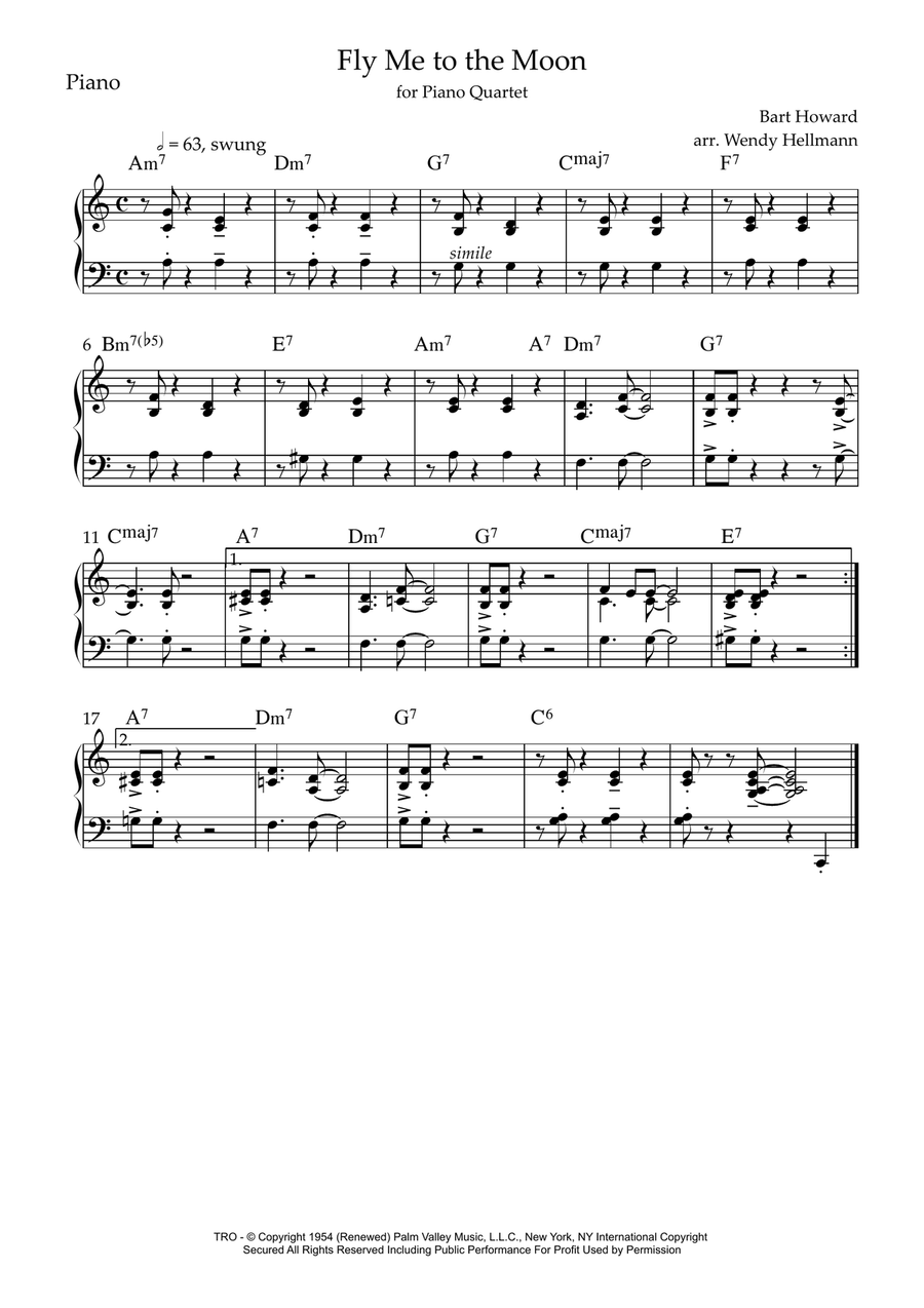 Fly Me To The Moon (in Other Words) Piano Quartet scores gallery preview page 4