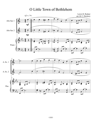 Book cover for O Little Town of Bethlehem (Alto Sax Duet) with piano accompaniment