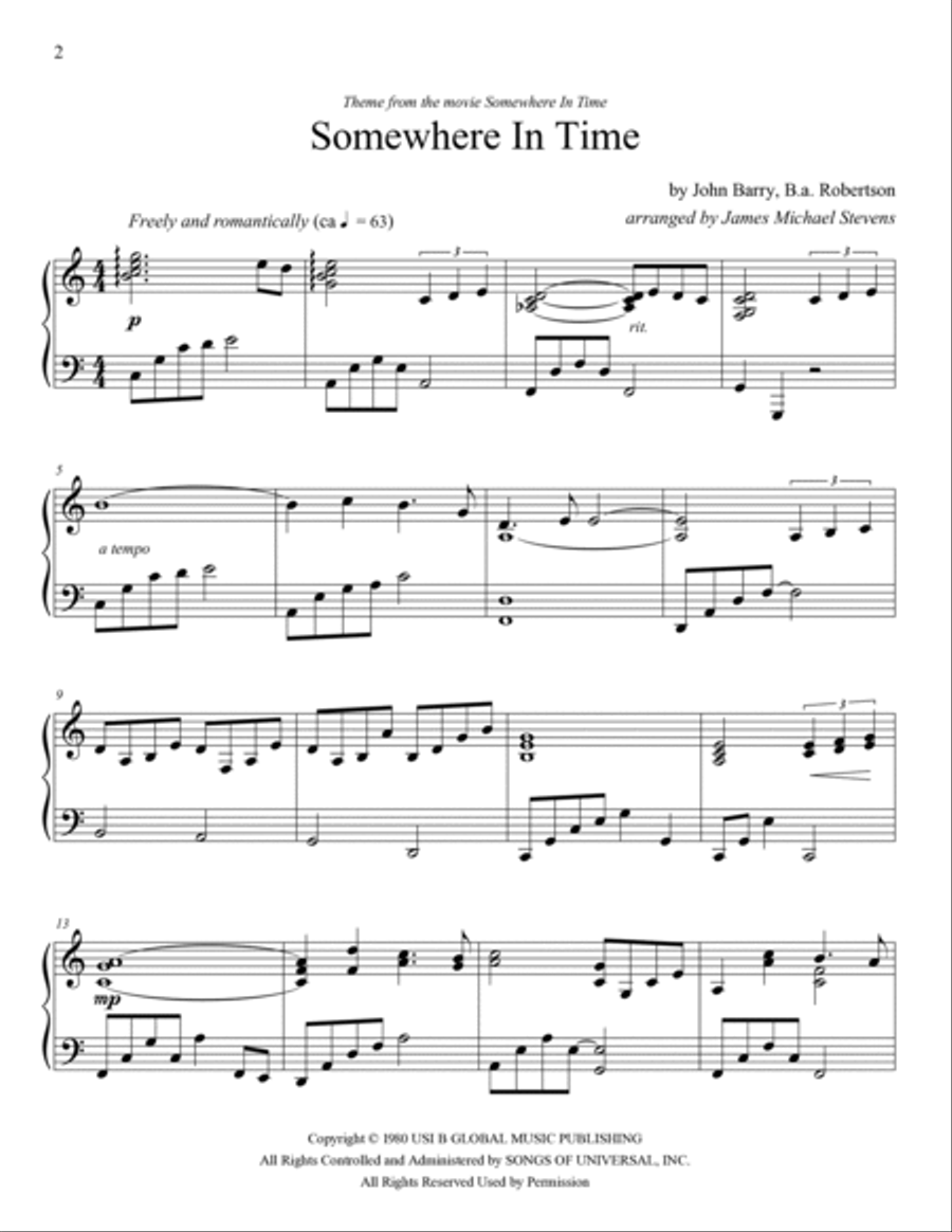 Somewhere In Time Piano Solo scores gallery preview page 2