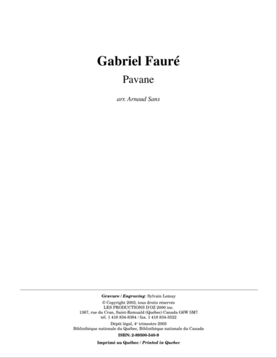 Pavane Pavane Guitar Ensemble scores gallery preview page 1