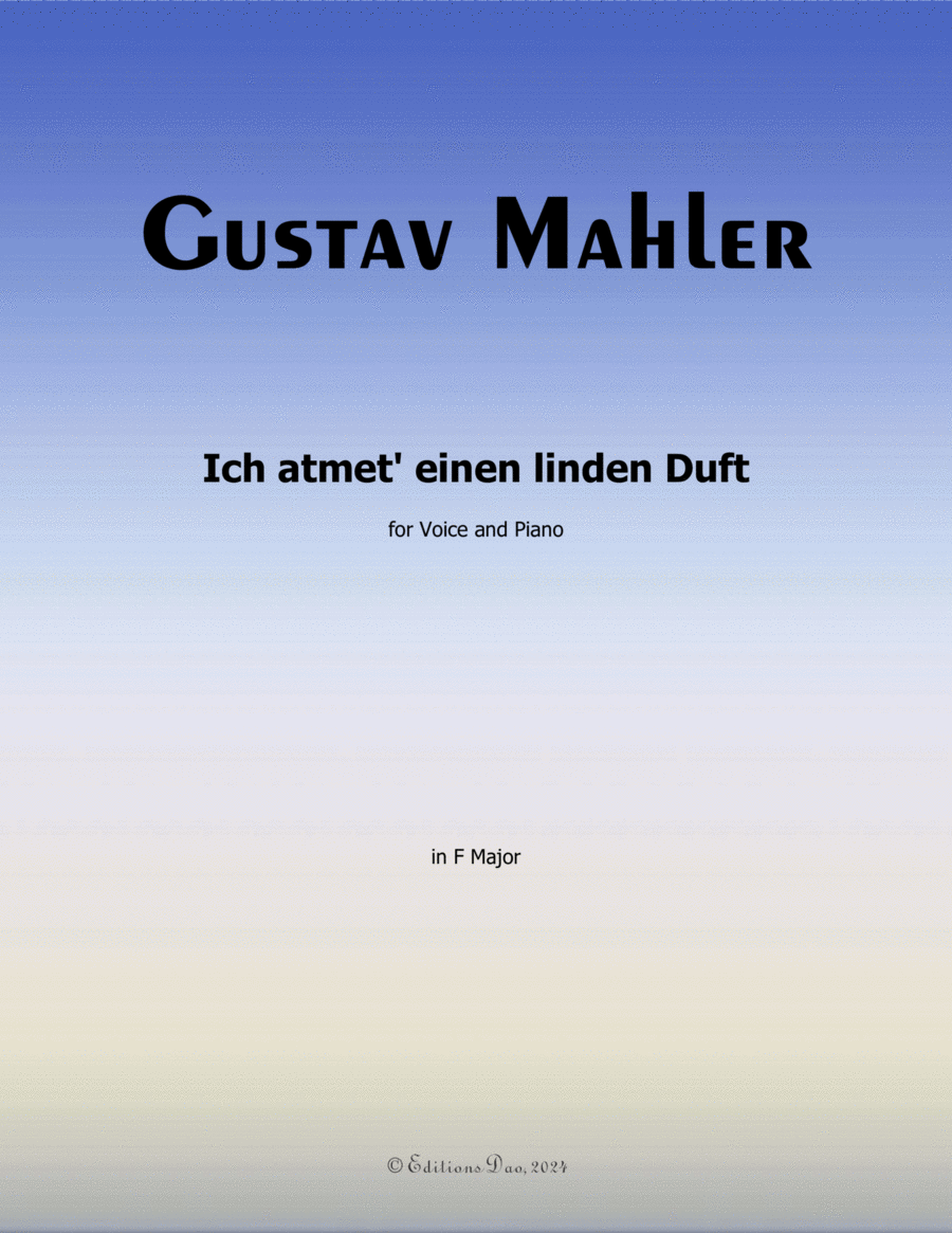 Ich atmet' einen linden Duft, by Mahler, in F Major Piano, Vocal scores gallery preview page 1