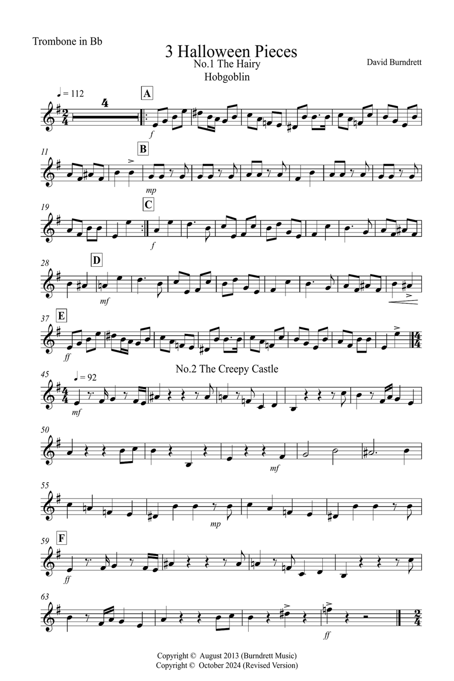 3 Halloween Pieces for Trombone in Bb and Piano Piano scores gallery preview page 4