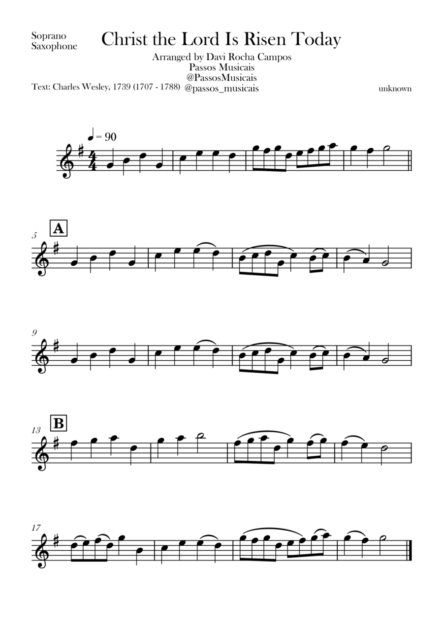 Christ the Lord is Rises today Soprano Saxophone scores gallery preview page 1