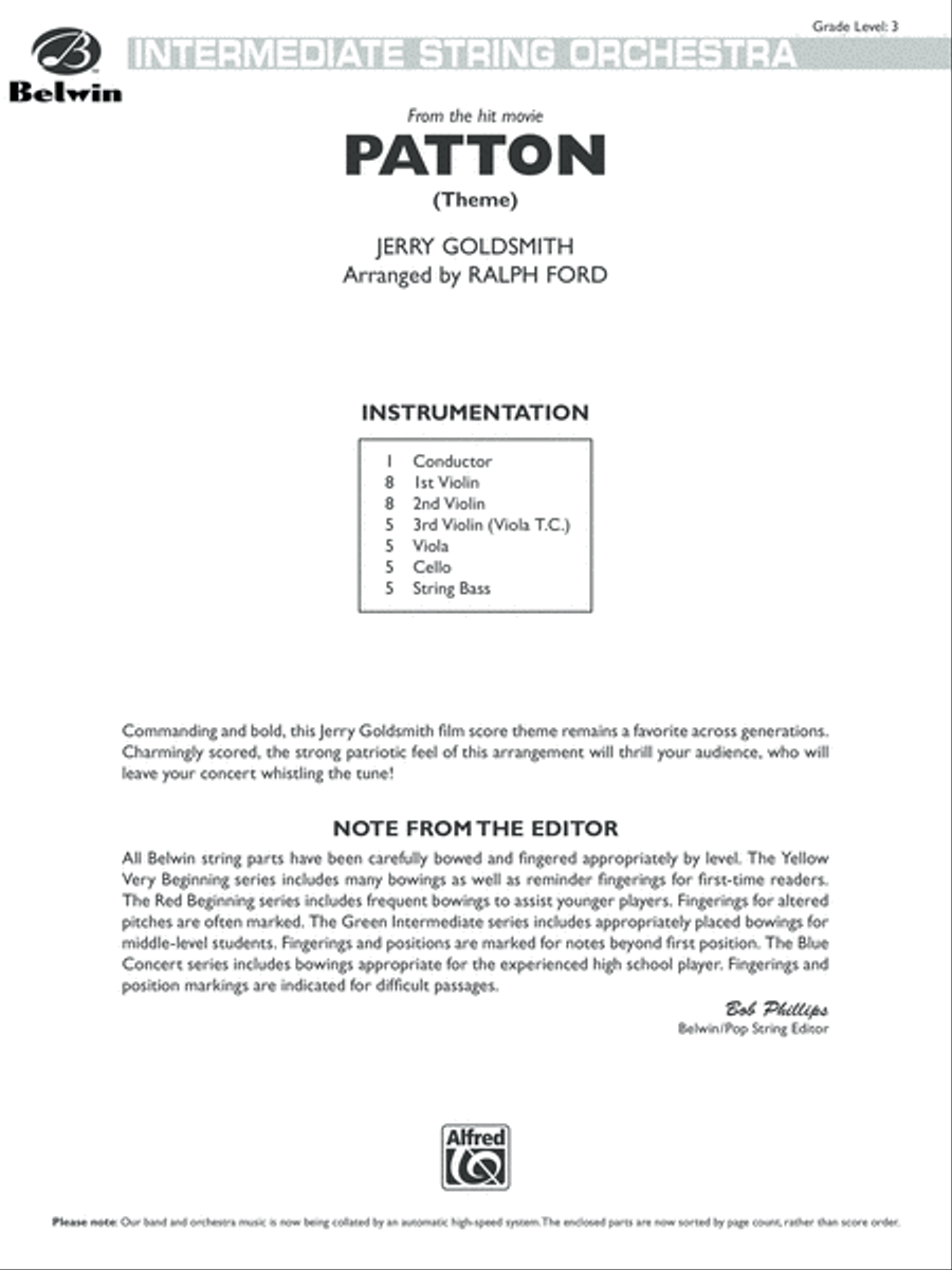 Patton (Theme): Score String Orchestra scores gallery preview page 1