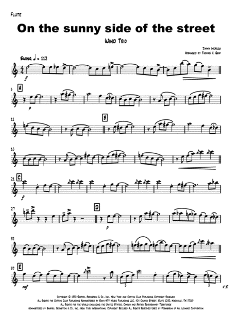 On The Sunny Side Of The Street Woodwind Trio scores gallery preview page 4