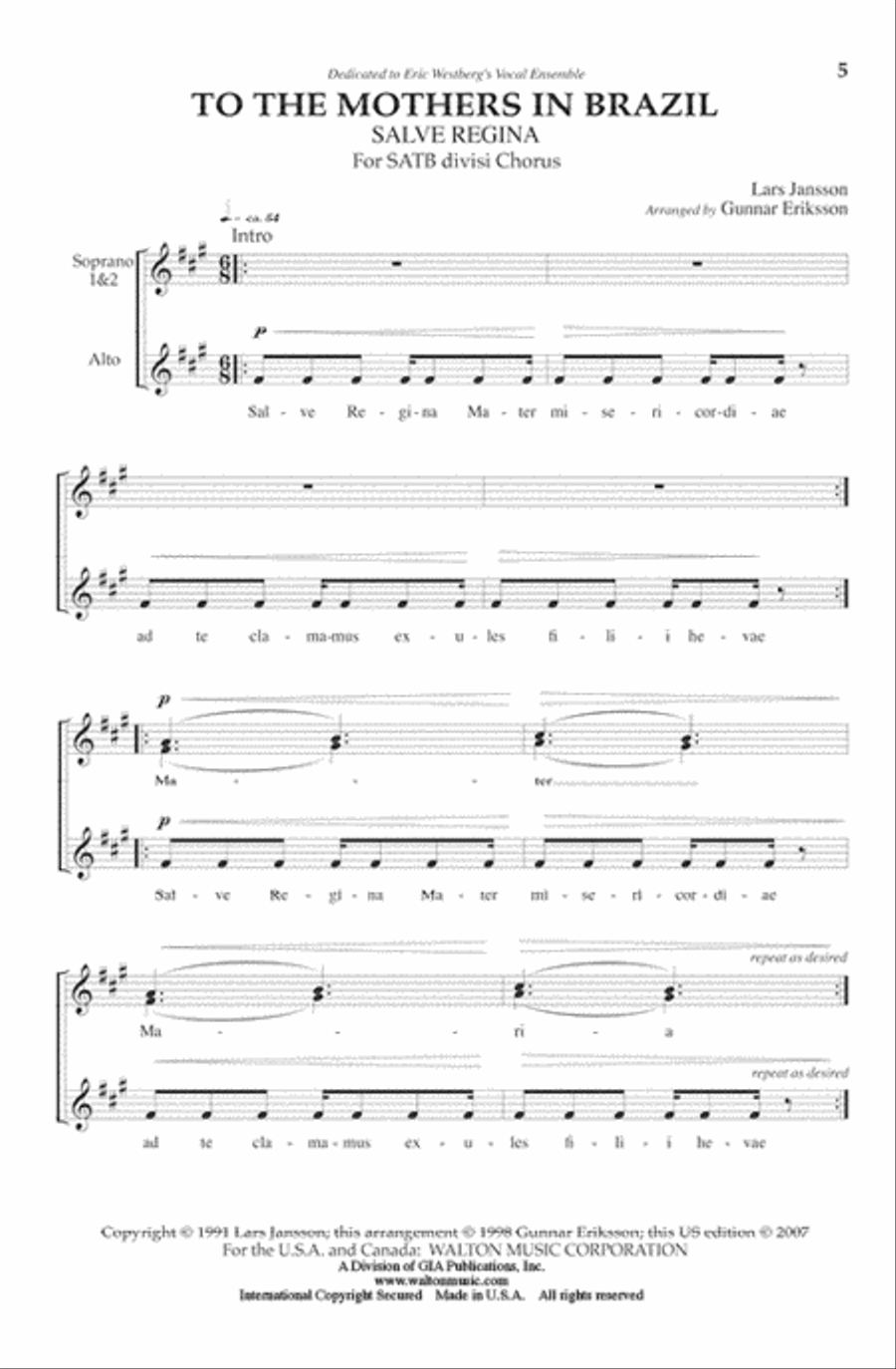 To the Mothers in Brazil: Salve Regina Divisi scores gallery preview page 2