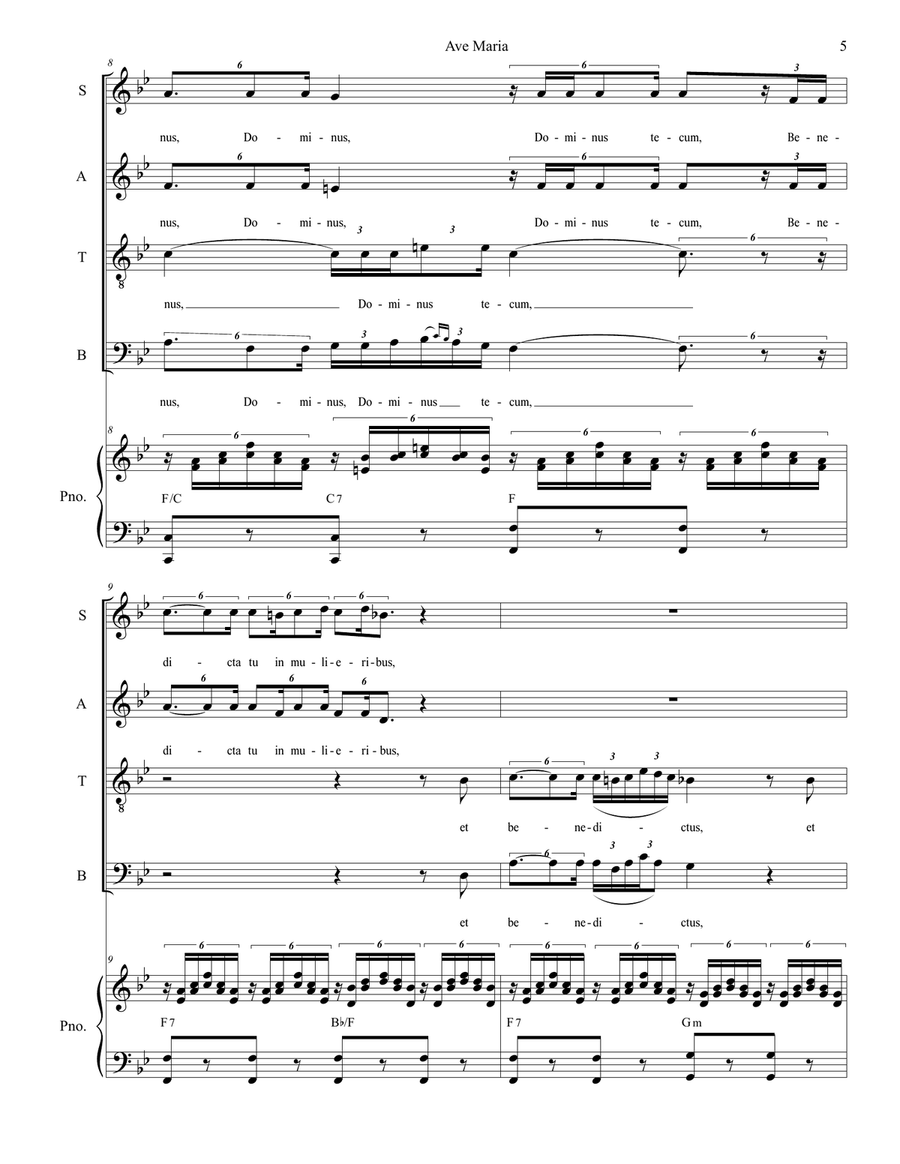 Ave Maria (SATB - High/Medium - Piano Accompaniment) 4-Part scores gallery preview page 5