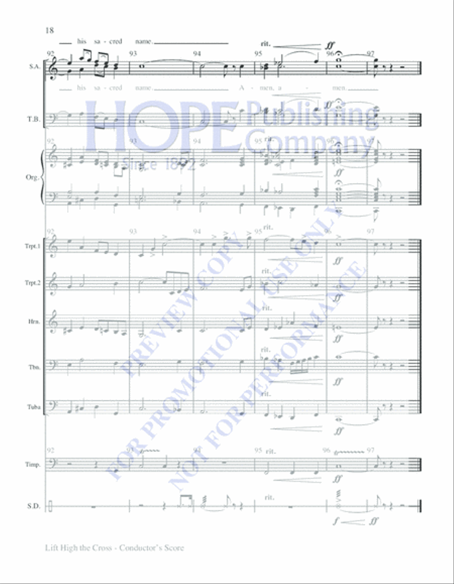 Lift High the Cross 4-Part scores gallery preview page 18