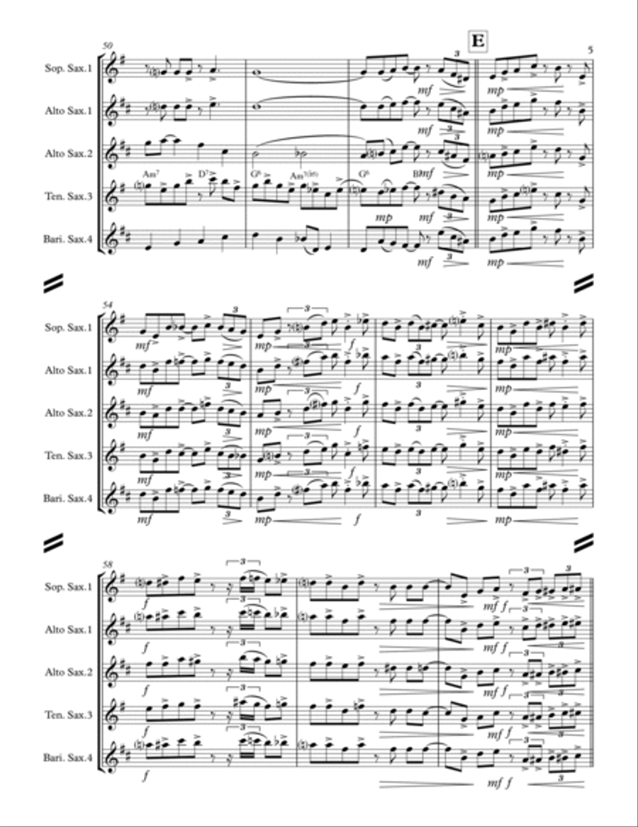 Georgia On My Mind Saxophone Quartet scores gallery preview page 6