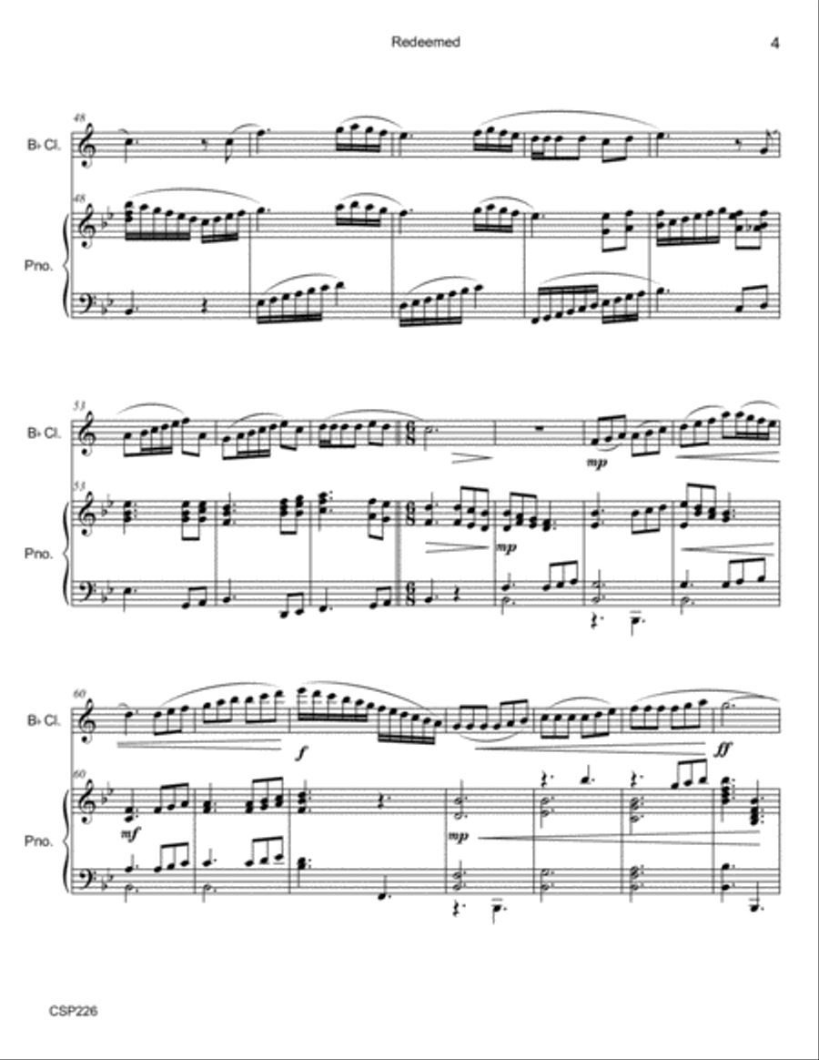 REDEEMED - CLARINET SOLO with Piano Accompaniment REDEEMED - CLARINET SOLO with Piano Accompaniment Clarinet Solo scores gallery preview page 4