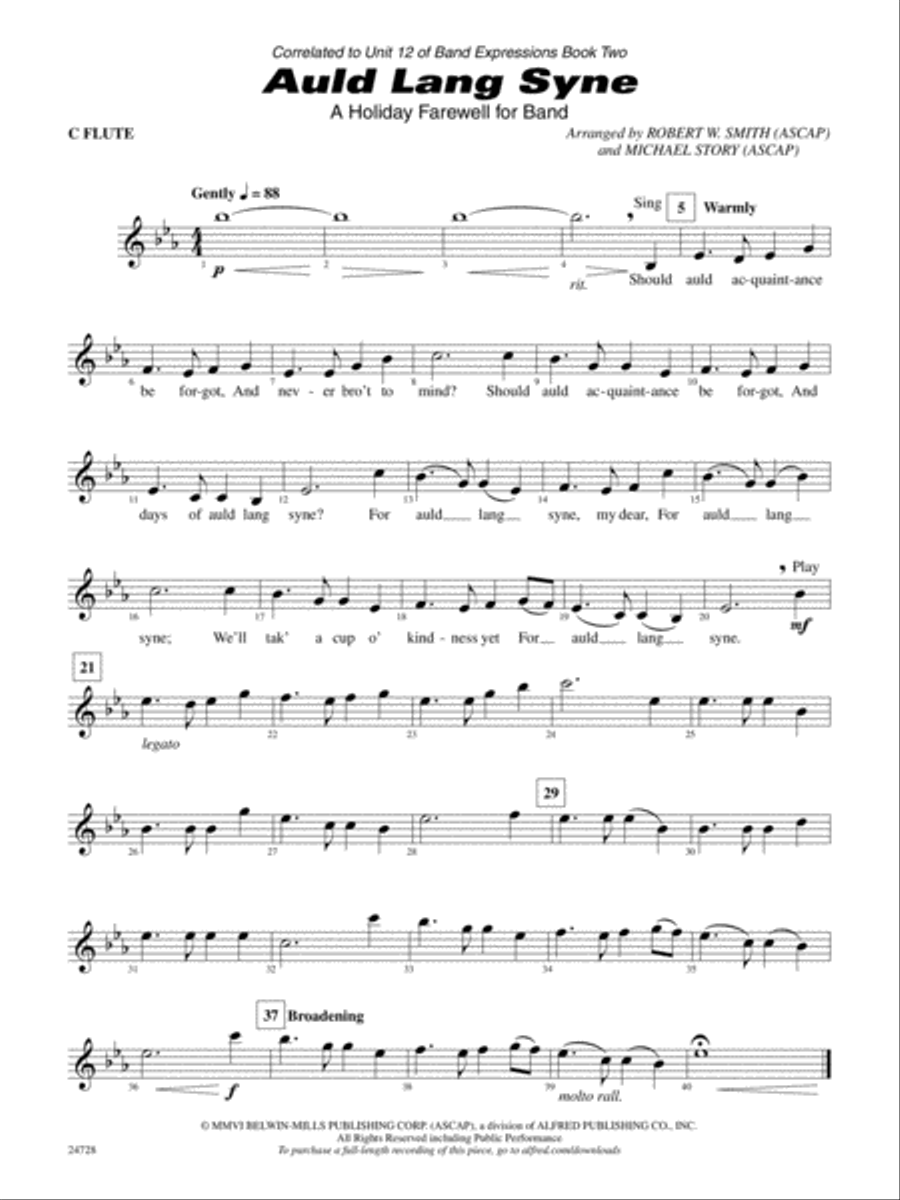 Auld Lang Syne (A Holiday Farewell for Band): Flute Concert Band scores gallery preview page 1