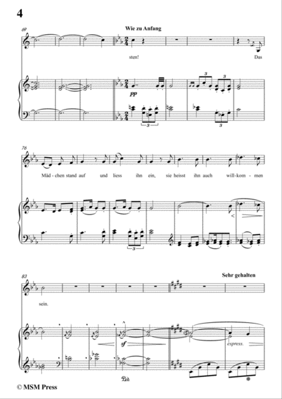 Mahler-Wo die schönen Trompeten blasen in c minor,for Voice and Piano Voice Solo scores gallery preview page 6