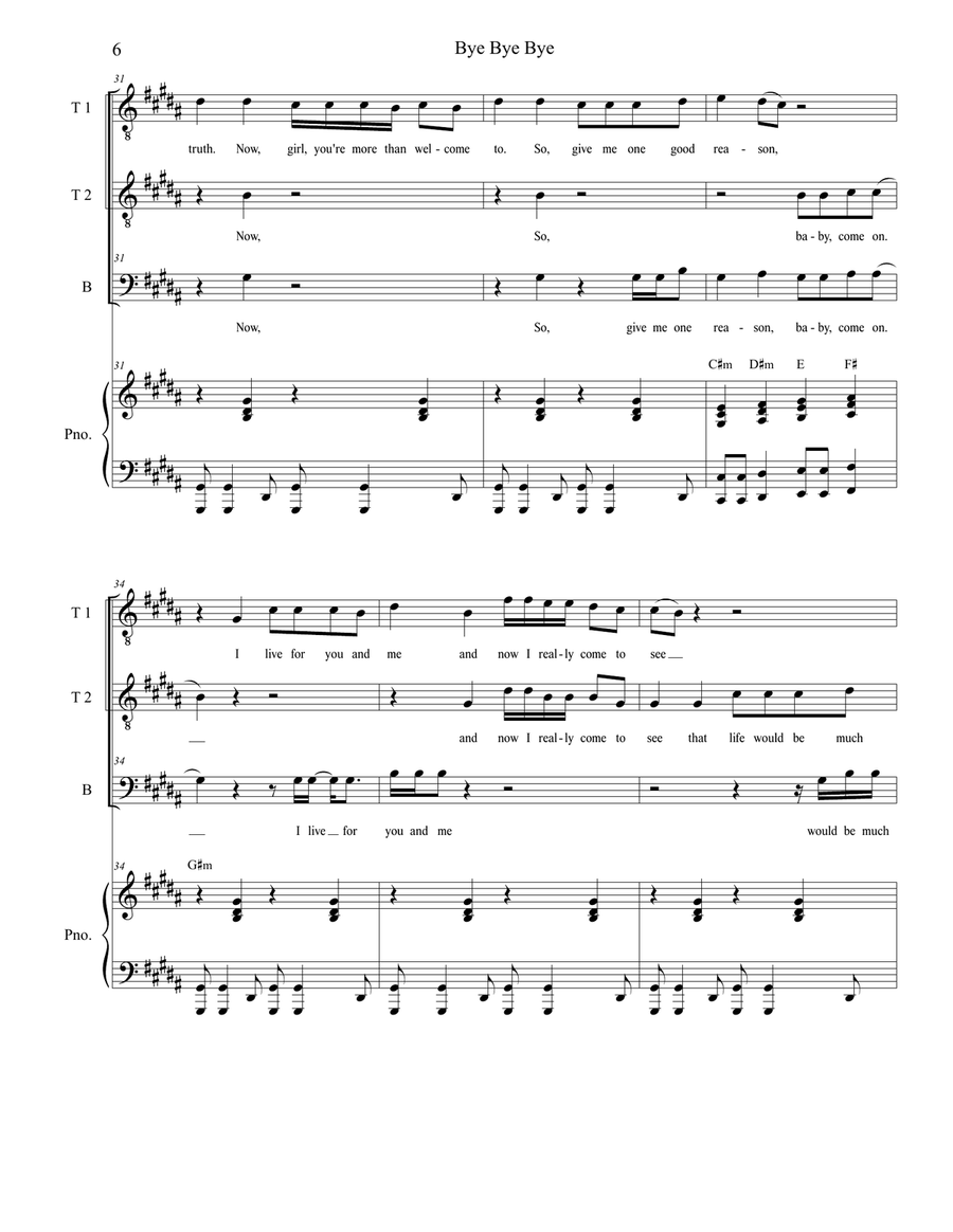 Bye Bye Bye TTB scores gallery preview page 6