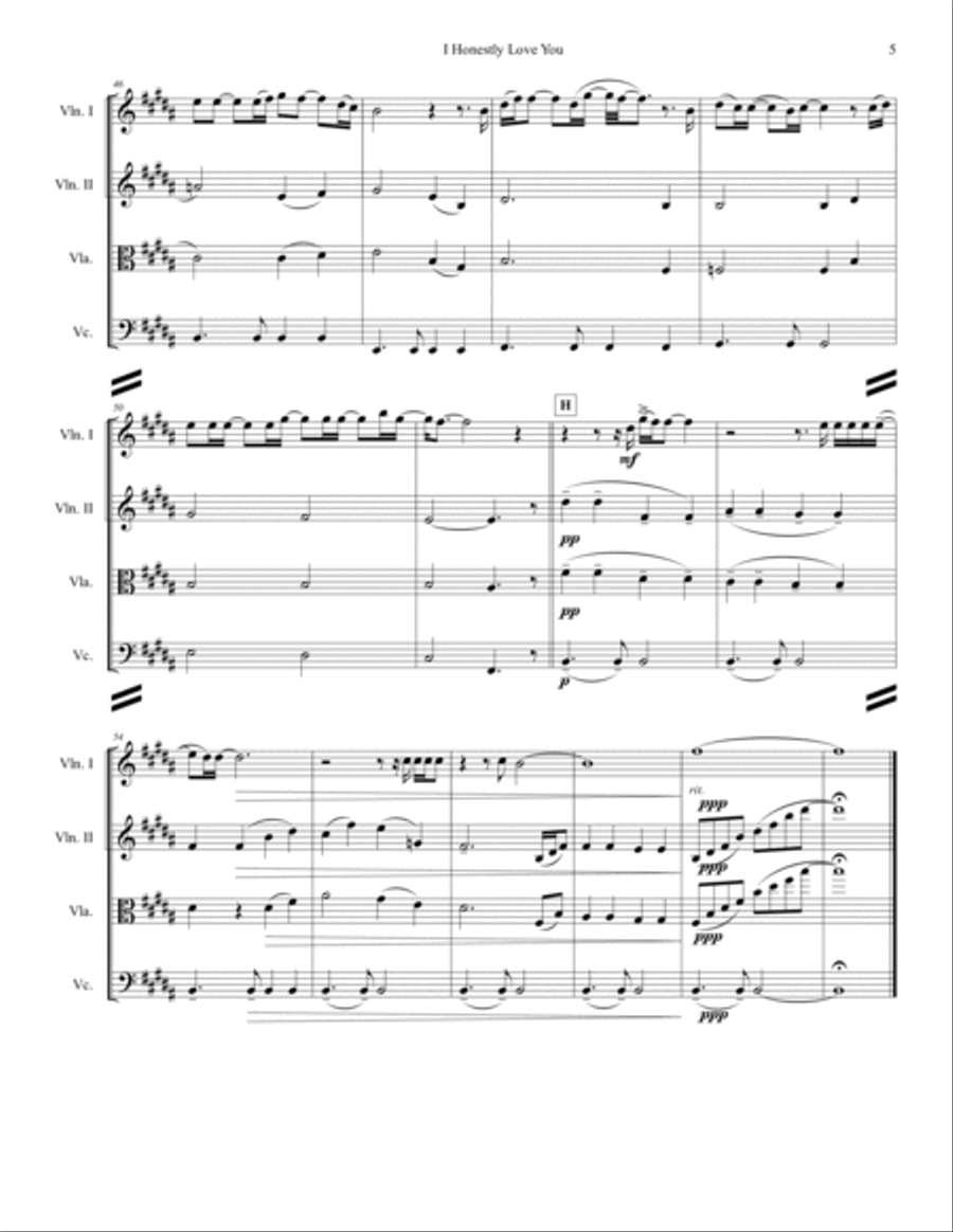 I Honestly Love You String Quartet scores gallery preview page 5