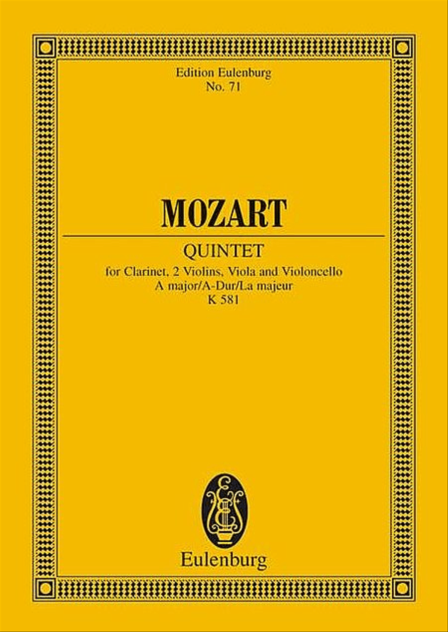 Quintet in A Major, K. 581 Clarinet scores gallery preview page 1