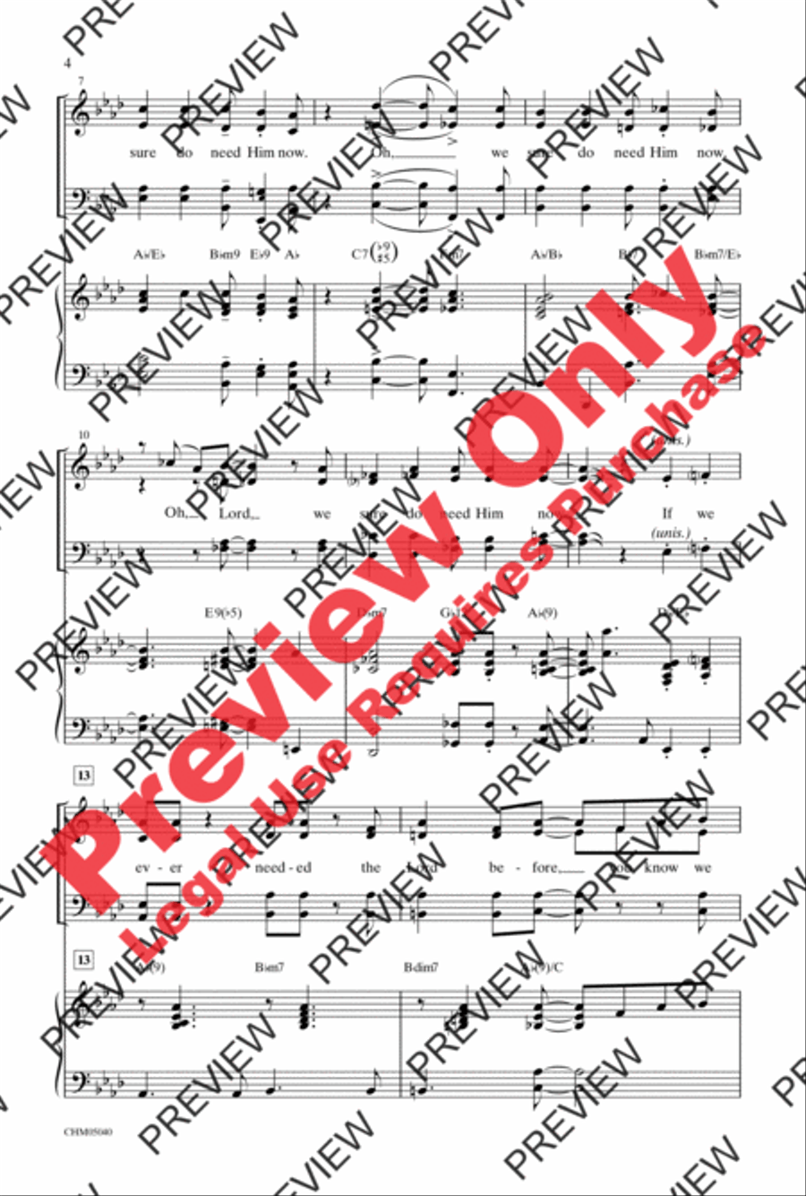 If We Ever Needed the Lord Before (We Sure Do Need Him Now) 4-Part scores gallery preview page 3