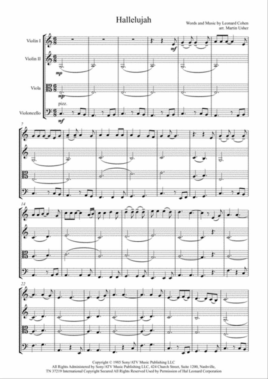 Hallelujah String Quartet scores gallery preview page 2