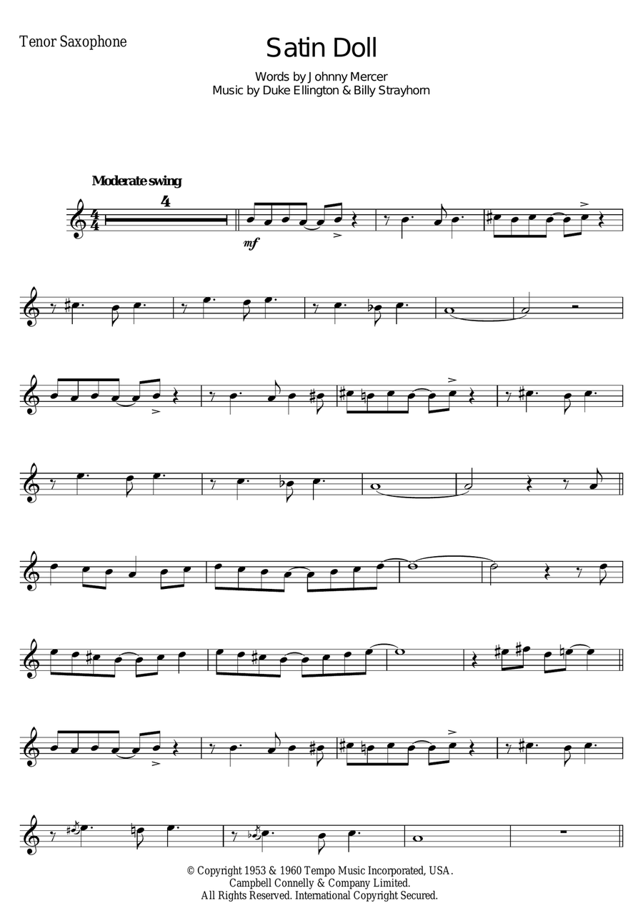 Satin Doll Satin Doll Tenor Saxophone scores gallery preview page 1