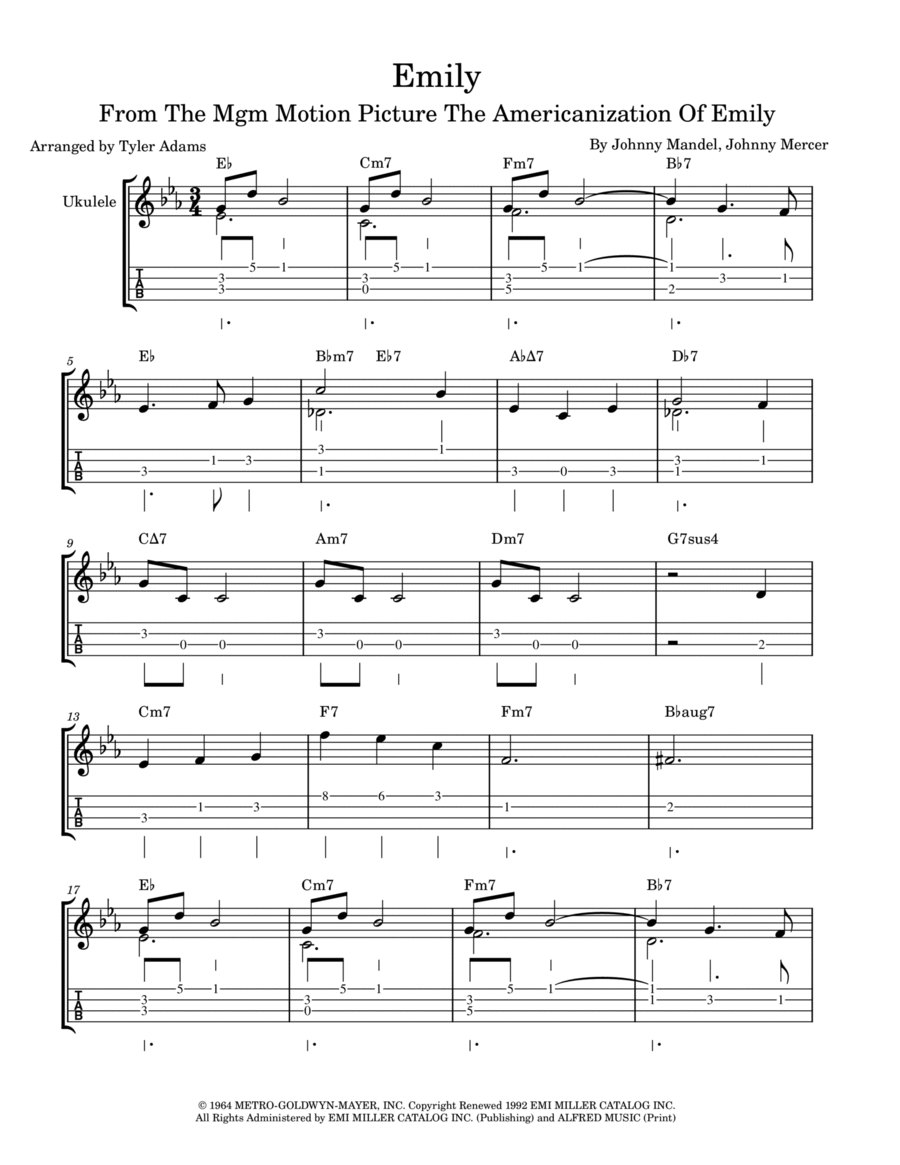 Emily Ukulele scores gallery preview page 1