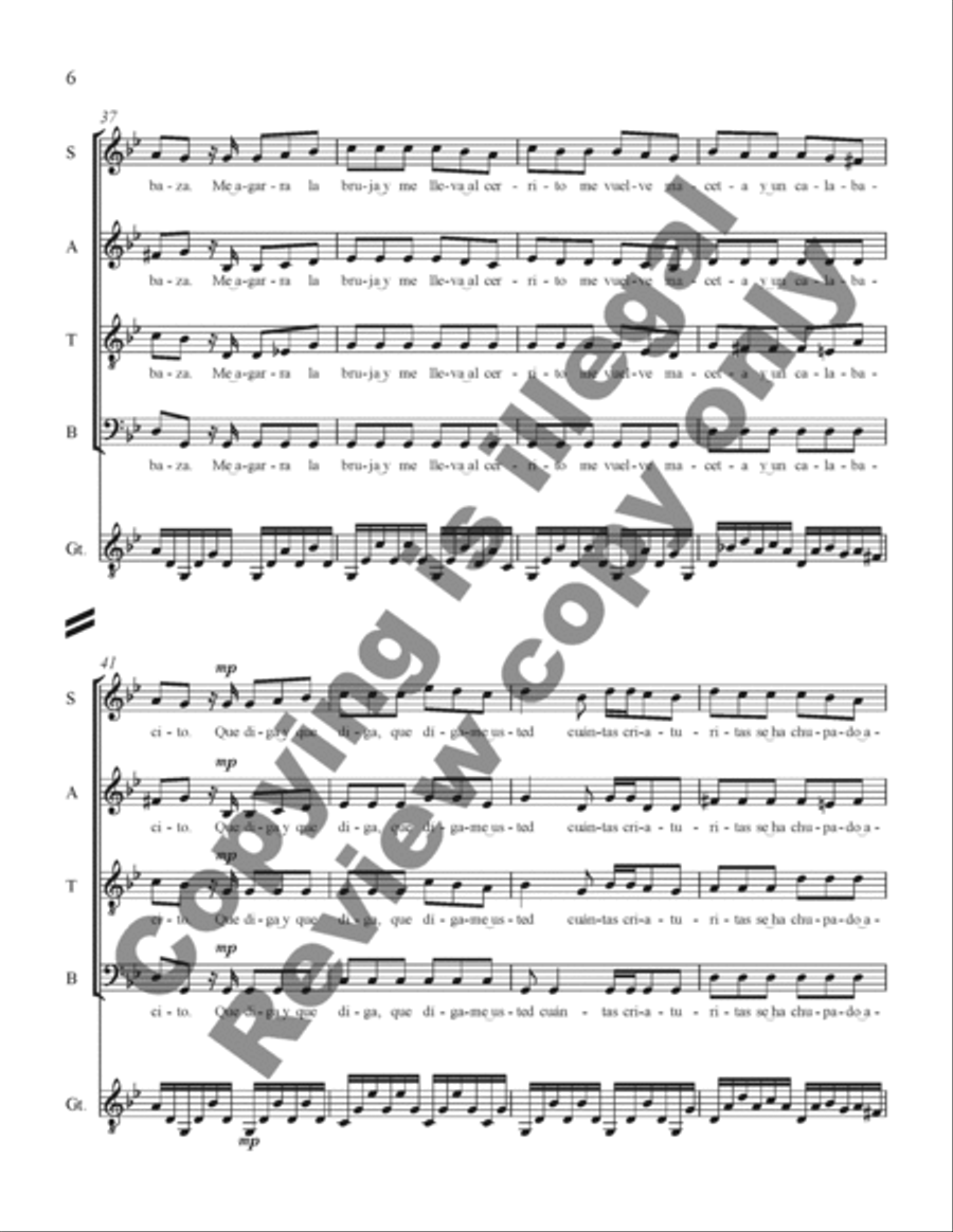 Three Mexican Folk Songs: 2. La Bruja 4-Part scores gallery preview page 16