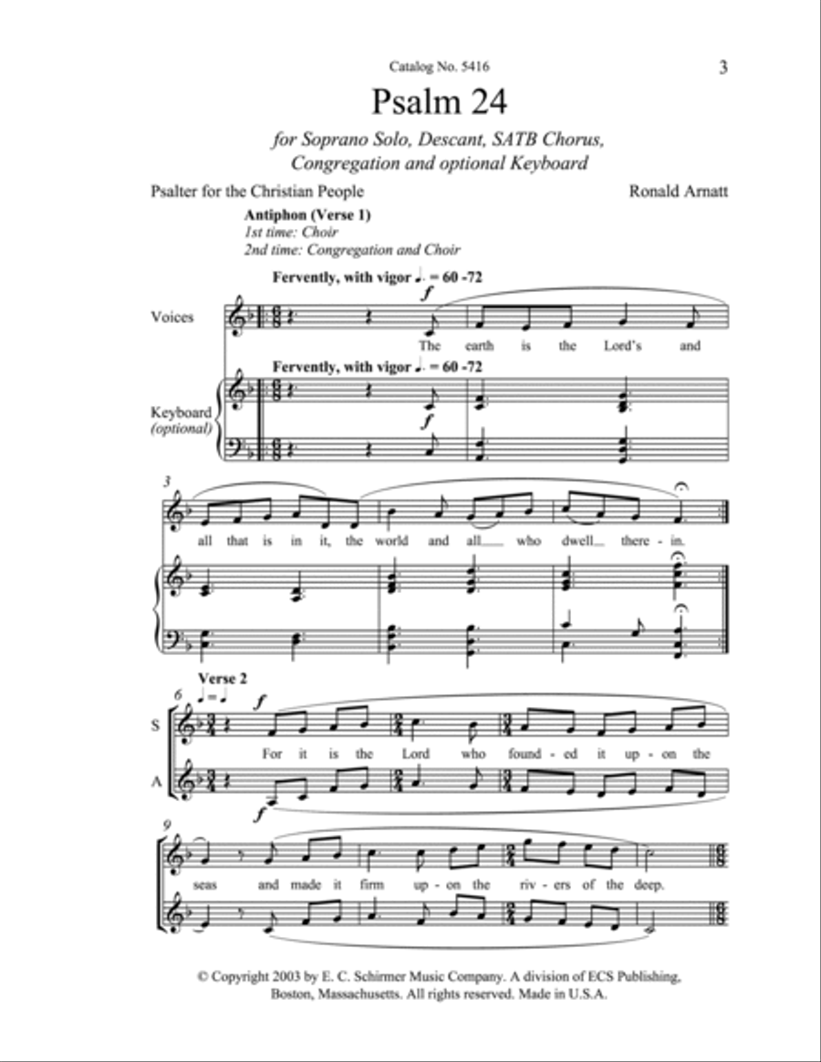 Psalm 24 4-Part scores gallery preview page 2