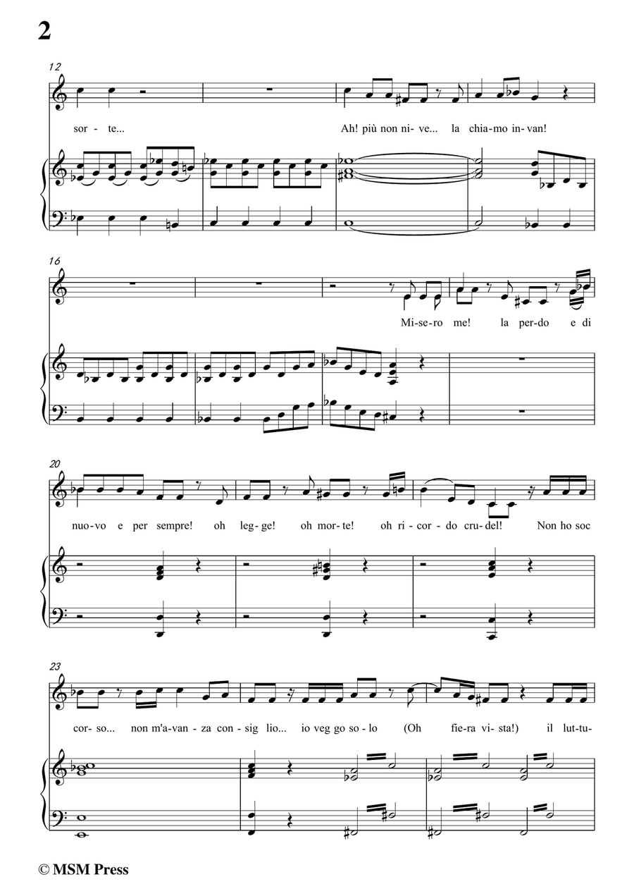 Gluck-Che farò senza Euridice,from 'Orfeo ed Euridice',in C Major,for Voice and Piano Piano, Vocal scores gallery preview page 4