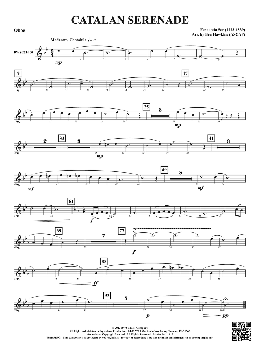 Catalan Serenade: Oboe Oboe scores gallery preview page 1