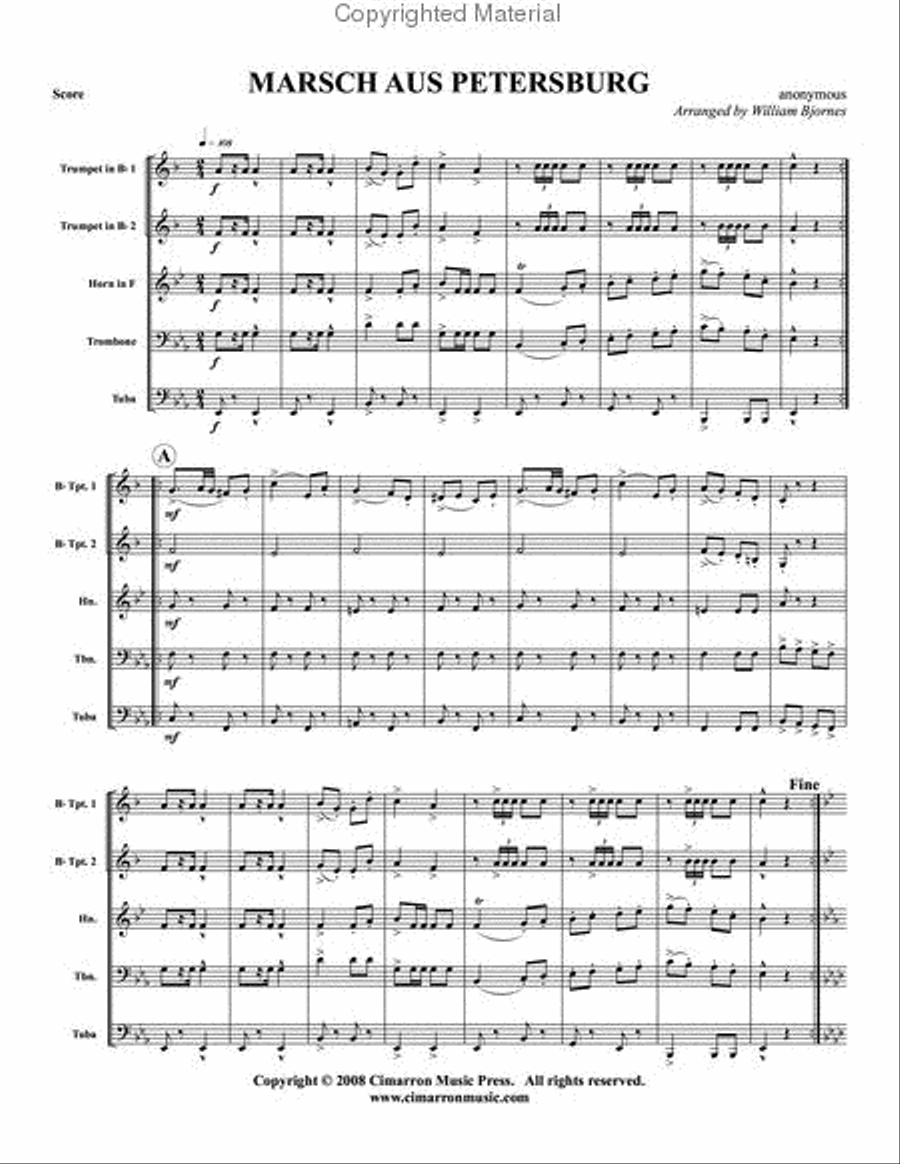 Marsch aus Petersburg Brass Quintet scores gallery preview page 2