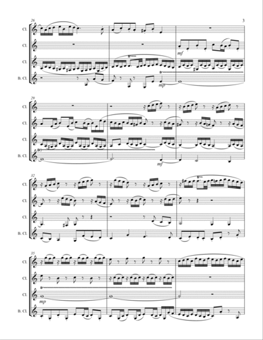 Bach - Fugue in G minor - “Little Organ Fugue” (for Clarinet Quartet) Clarinet Quartet scores gallery preview page 4
